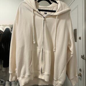 AE Oversized Zip-Up Hoodie, Cream, L/XL